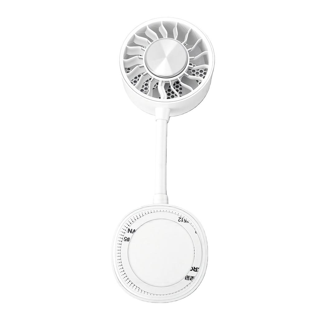 Magnetic Phone Clip Fan Portable USB Rechargeable Handheld Personal Fan with Cooling Pad Adjustable Gooseneck White
