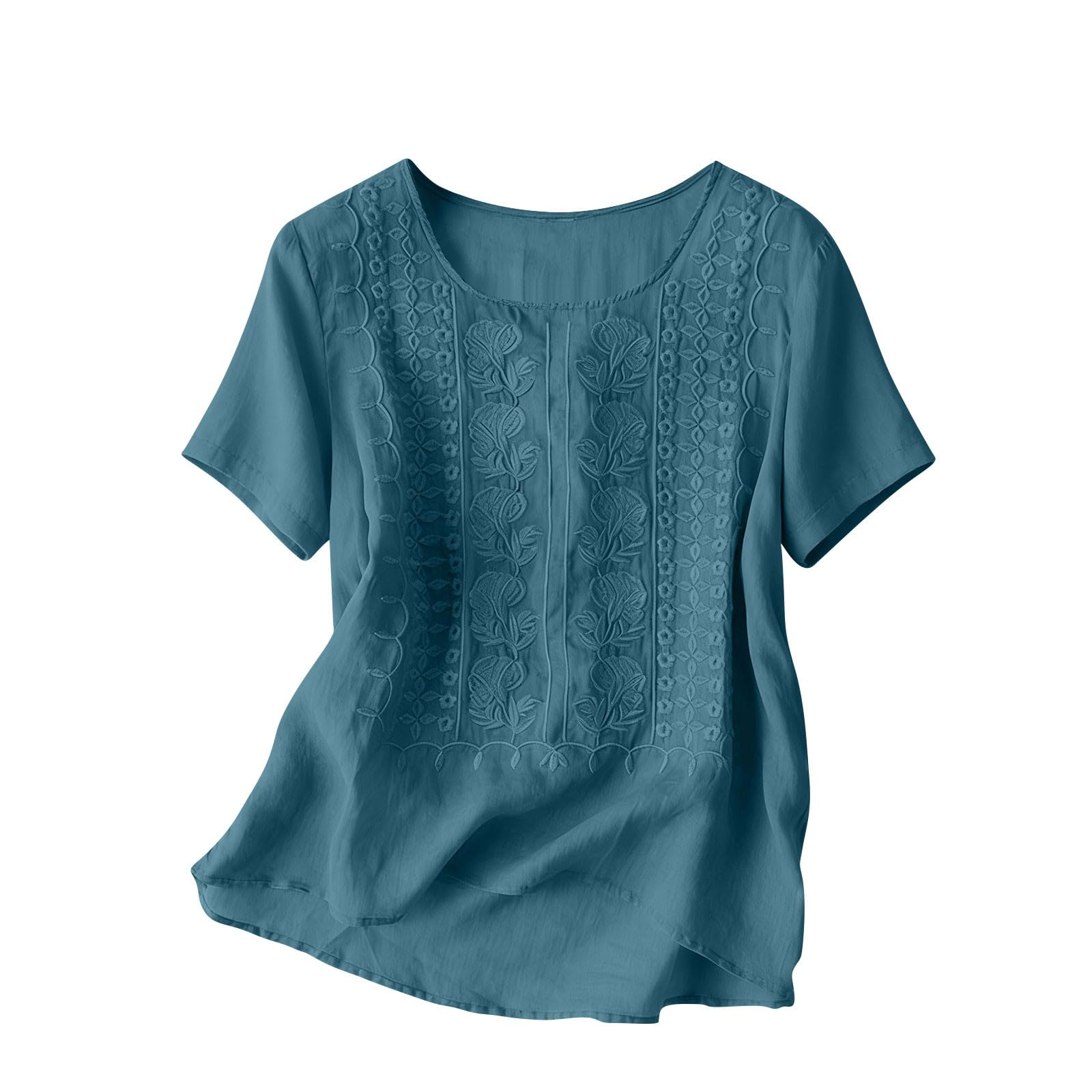 Women s Fashionable Casual Short-sleeved Pullover Top L синий