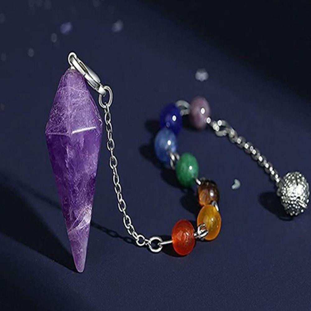 Natural Stone Crystal Pendulum 7 Chakra Crystal Pendulum Amethysts Rose Quartz Chakra Pendant Jewelry Accessories for Divination