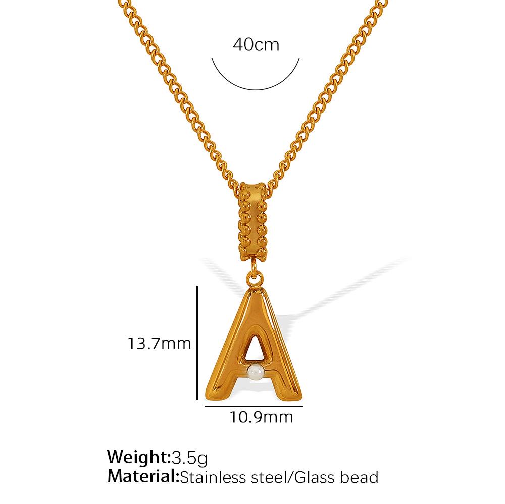 18k Gold-Plated Titanium Steel Bubble Letters Necklace for Women