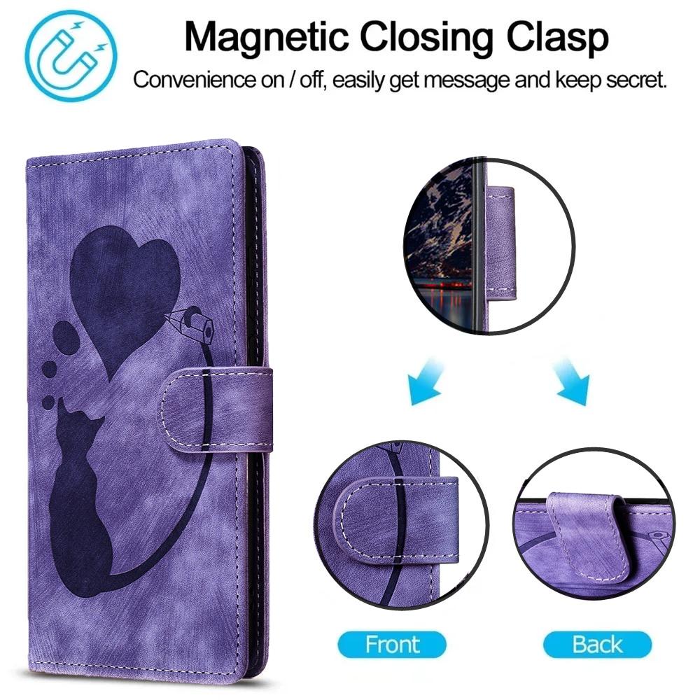 Animals Cat Leather Phone Wallet Case Book For Samsung Galaxy S25 Edge S24 S23 S22 Ultra S21 Plus S20 FE A16 A56 Card Flip Cover
