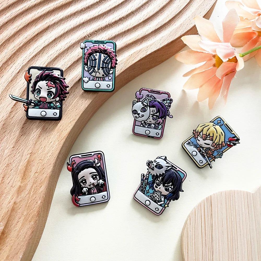 -6Pcs/Set Demon Slayer Anime Cosplay Brooches Cute Character Pins Clothing Backpack Lapel Badges Jewelry Accessories Gifts