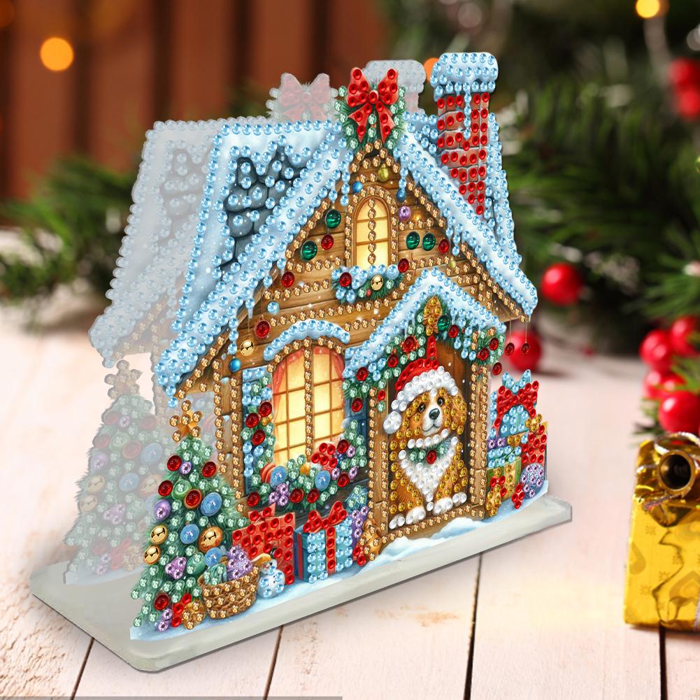 Acrylic Double Sided Xmas Theme Diamond Painting Tabletop Paper Towel Holder Desktop Diamond Art Storage Rack Kits for Beginner