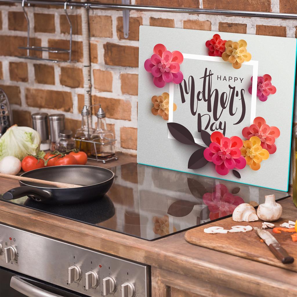 GLASS PROTECTIVE PLATE FOR STOVE 60x52 INSCRIPTION