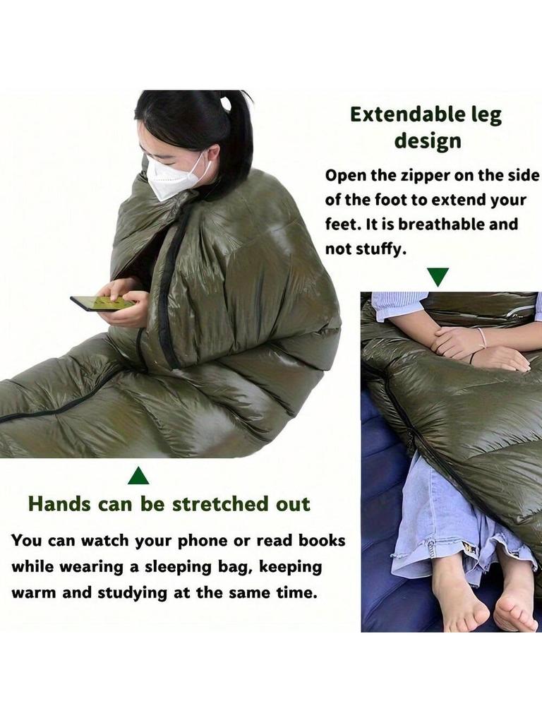 Outdoor camping, mummy down sleeping bag, 90% white duck down 1000g filling, ultra-light and warm, duck down sleeping bag
