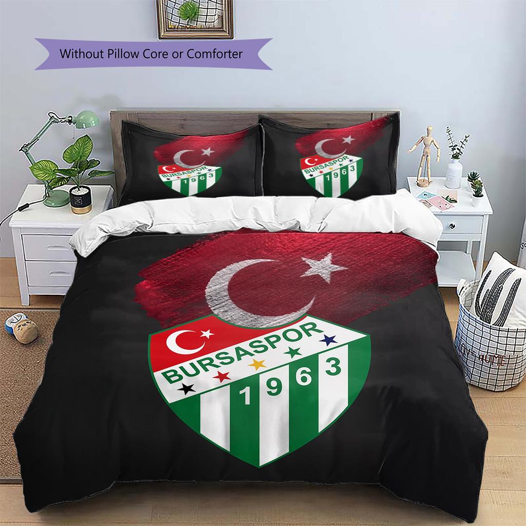 Bursaspor Pattern Bedding Quilt Set Home Decoration Gift (1 * duvet cover + 2 * pillowcase without core)