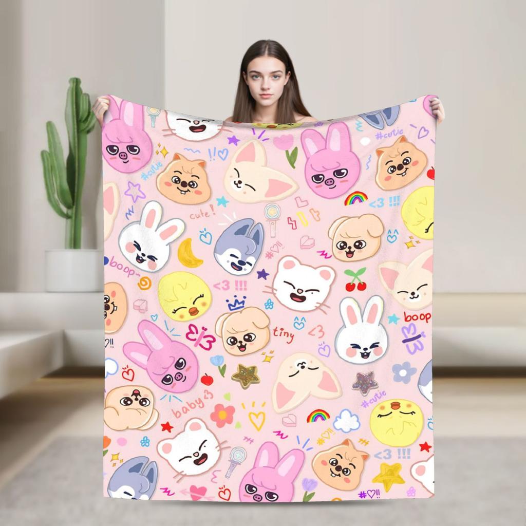 Blankets Travel Office Flannel Throw Blanket Kpop Stray-kids S-skzoo FELIX For Living Room Warm Design Quality Bedspread