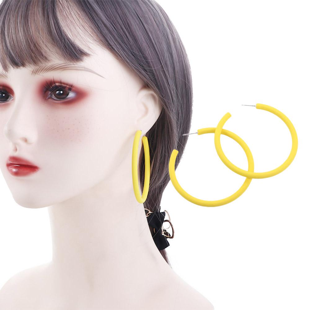 Geometric Round Personality Candy Color C-shaped Hoop Earrings Round Earrings Women Jewelry