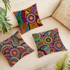 Colorful Vivid Circle Pattern Cushion Cover Durable Hypoallergenic Organic Linen Short Pillow Cover Washable