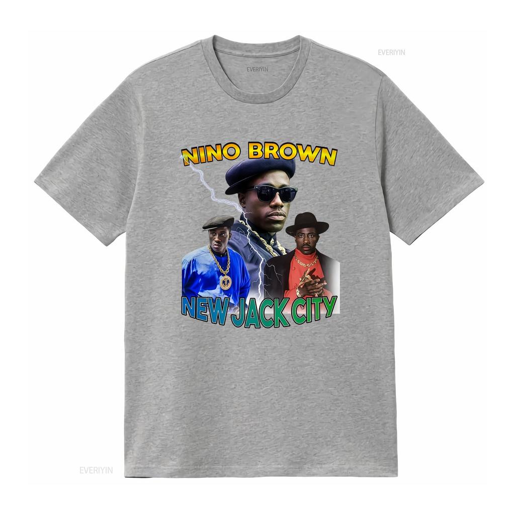 Vintage 90s Hip Hop Nino Brown New Jack City Print Casual Streetwear T Shirt Vintage Washed Versatile Soft Comfortable Stylish