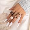 Ring, Fashionable Brown Love Drip Ring Six-Piece Set, Geometric Flower Ring Combination Set