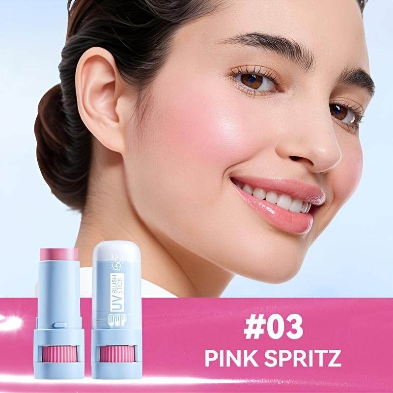 2-in-1 SPF Sunscreen Blush Stick, Jelly Texture Rotating Cheek Tint Natural Glow Finish, Waterproof and Sweatproof Blush Stick Portable Makeup