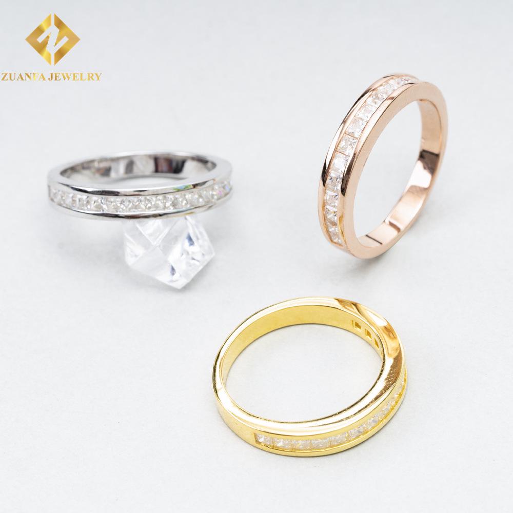 

ZUANFA European Fashion Rhinestone Couple Rings, 925 Silver Matching Jewelry for Men and Women. Size 7 платиновый