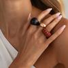 3pcs Set Retro Geometric Helical Resin Wide Face Rings for Women Fashion Glossy Metal Opening Stackable Rings Jewelry Sets Gifts