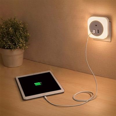 LED Night Light Dual USB Charging Plug Sensing Socket EU/US Eye Protection For Home Bed Interior Bedroom Decoration Night Llight