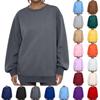 Dame Mote Ensfarget Langermet Rund Hals Pullover Casual Voksen Genser Topp