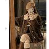 ZANBANG Toggle Button Boa Cute Boa Warm Loose Casual Fleece Plus YUEWT205 Women's Jacket, Coat, Outerwear, Fluffy, Fit, Fashion, Lining, Thick,