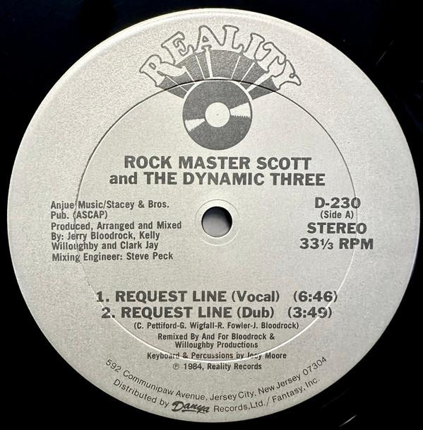 

12inch Record ROCK MASTER SCOTT THE DYNAMIC THR Request Line The Roof Is On Fire D230 Reality 1984 US Rap HipHopRB Used
