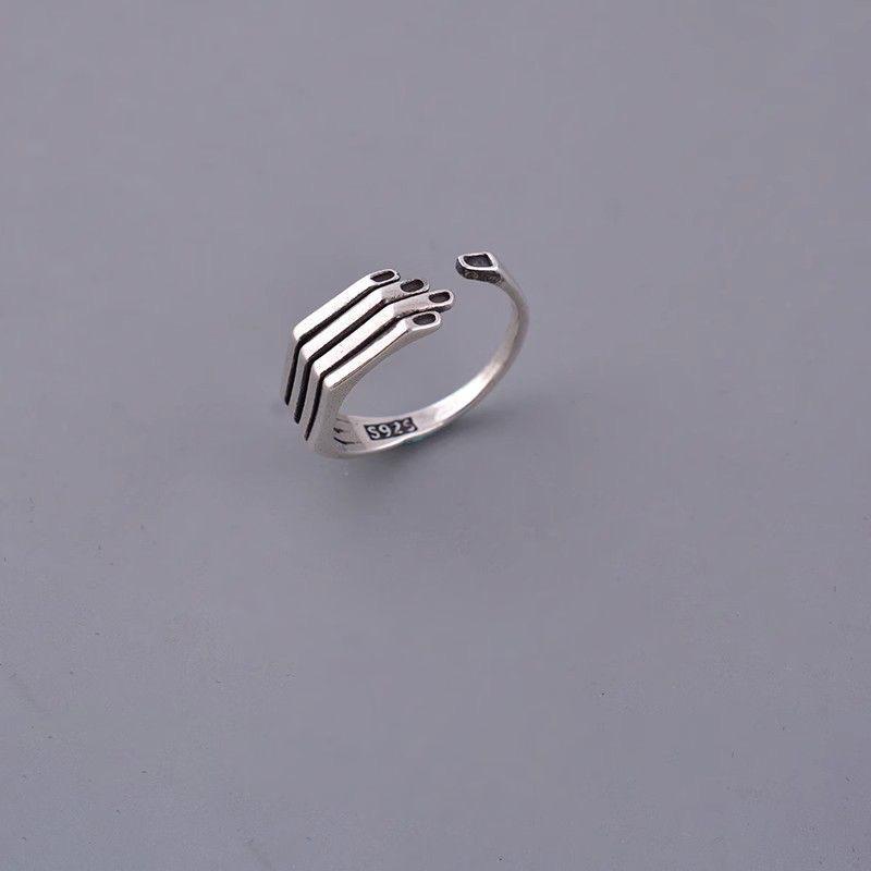 Sterling Silver Geometric Ring Handmade Irregular Vintage Style Finger Ring Hypoallergenic Jewelry Gift