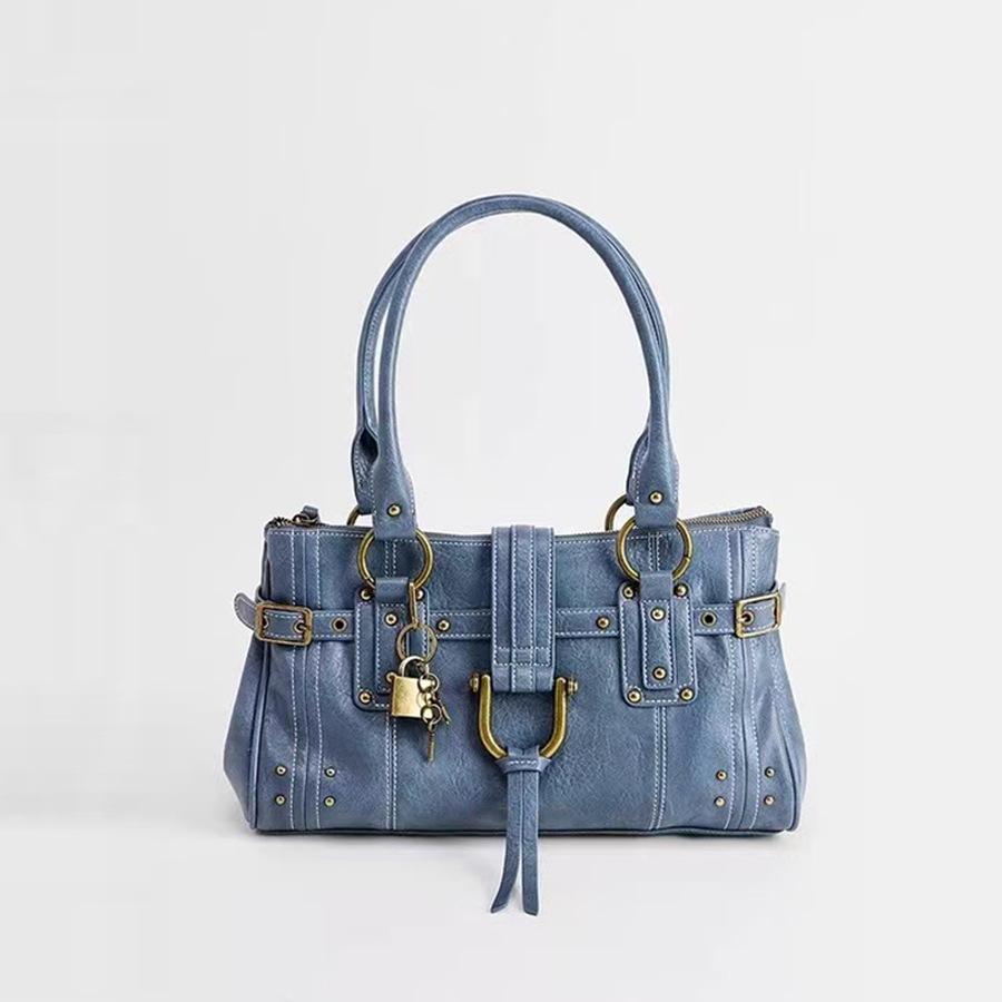 Borsa Piccola a Testa di Serratura dal Design di Nicchia, Nuovo Rivetto Retrò, Borsa a Spalla da Pendolarismo ad Alta Capacità, Borsa a Spalla