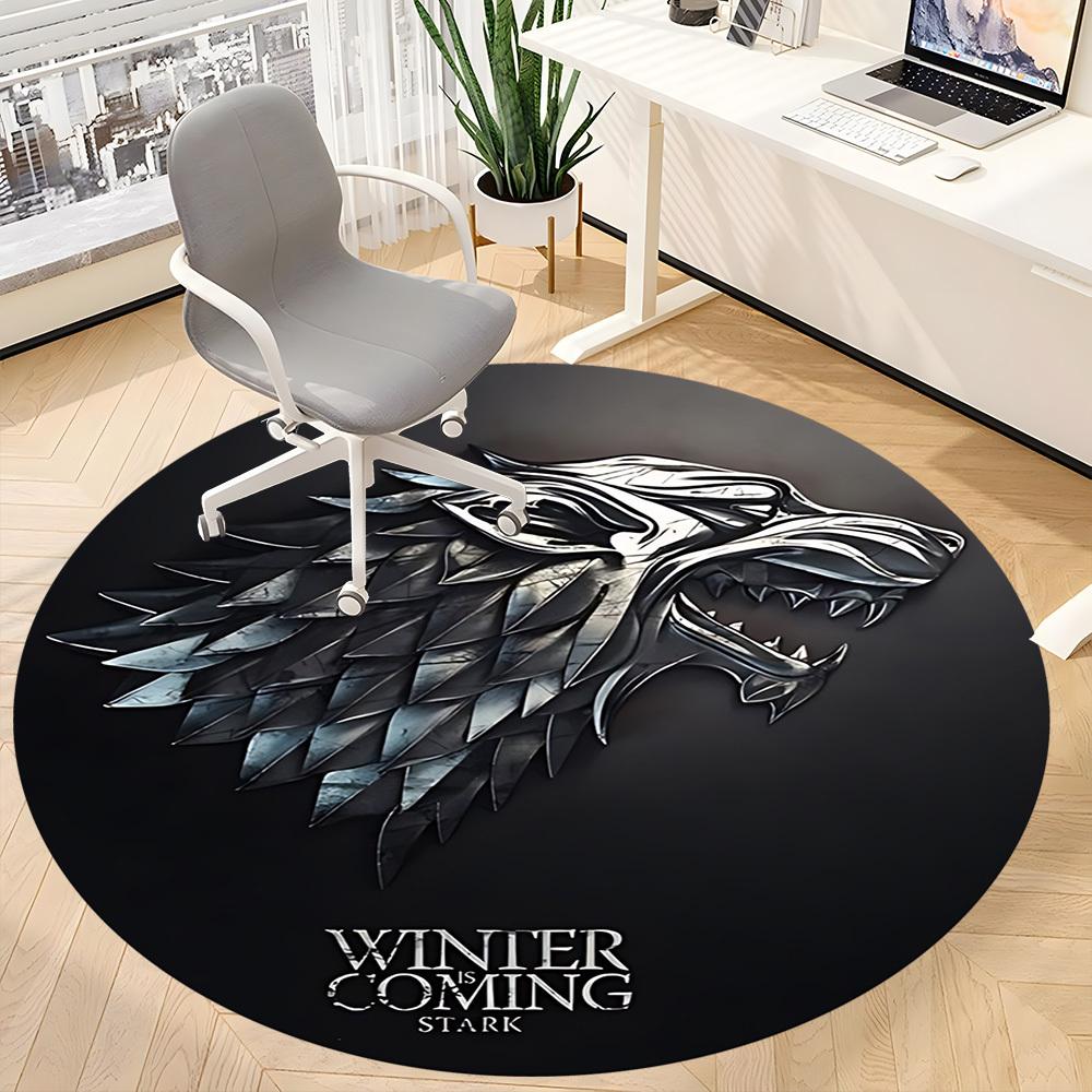 1pc Winter is Coming Carpet, Round Non-Slip Durable Large Size Office Carpet, Suitable for Office yy250908035