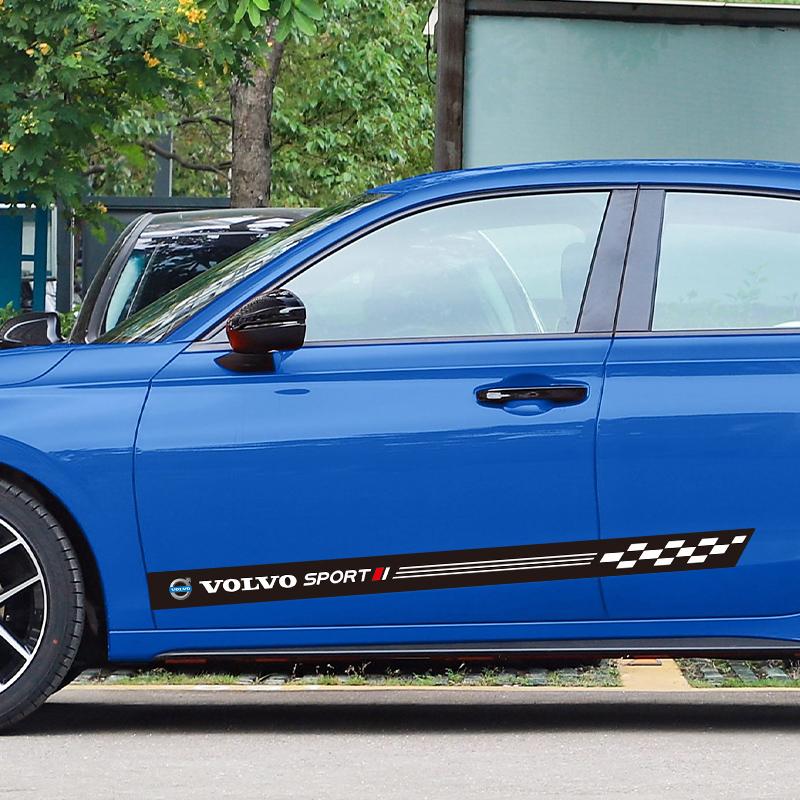 fhsxa1 2Pcs Car Stickers Side PU Sports Decal Stickers Accessories For Volvo Rdesign Polestar AWD V50 S60 XC60 S40 XC40 XC90 V60 S80