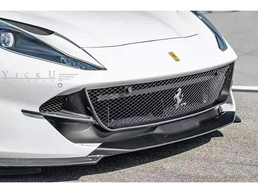 Fits Ferrari 812 N Models: Real Carbon Fiber Front Lip, Side Skirts, Center Lip, Rear Bumper Corners, Tail Wing Trim, Mirror Housings.