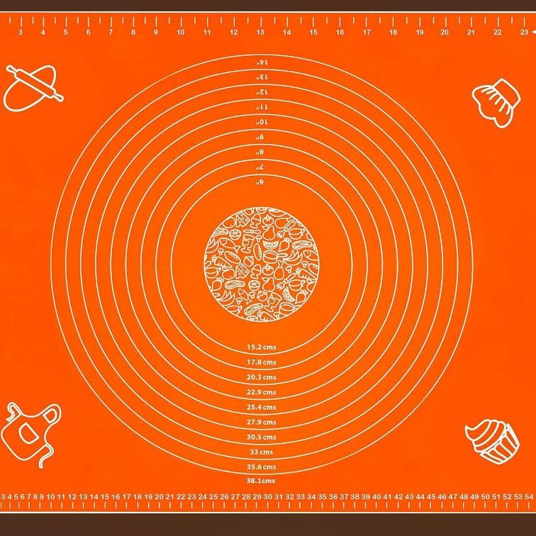 

Коврик для выпечки, антипригарный силиконовый, для замешивания теста, раскатывания теста, для помадки, торта 50*40 см оранжевый