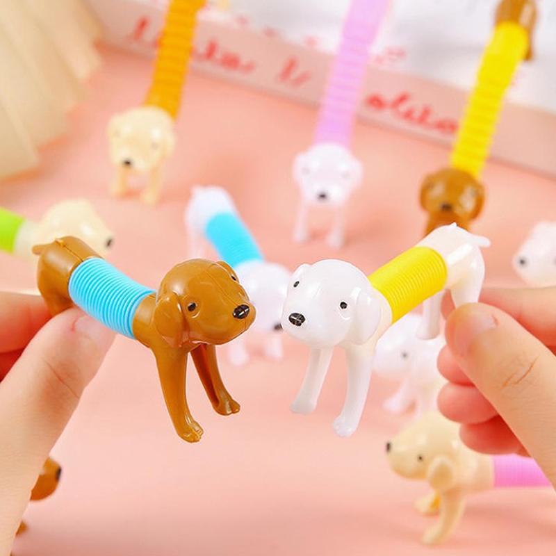 10Pcs Chew Resistant Stretchable Dog Stress Relief Tubes Pet Play Toys for Kids Birthday Party Favors