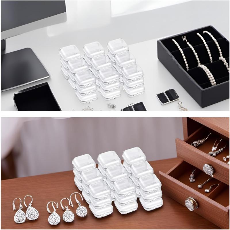 10/20 Only Mini Transparent Jewelry Organizer, Transparent Square Jewelry Box for Necklace Earring Ring Nose Nail