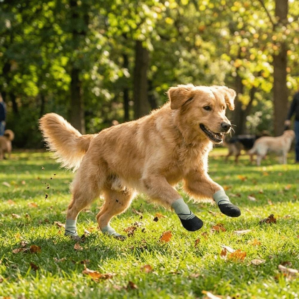 4PCS Breathable Pet Floor Socks Adjustable Dog Foot Covers Knitted Pet Knitted Socks Outdoor Use
