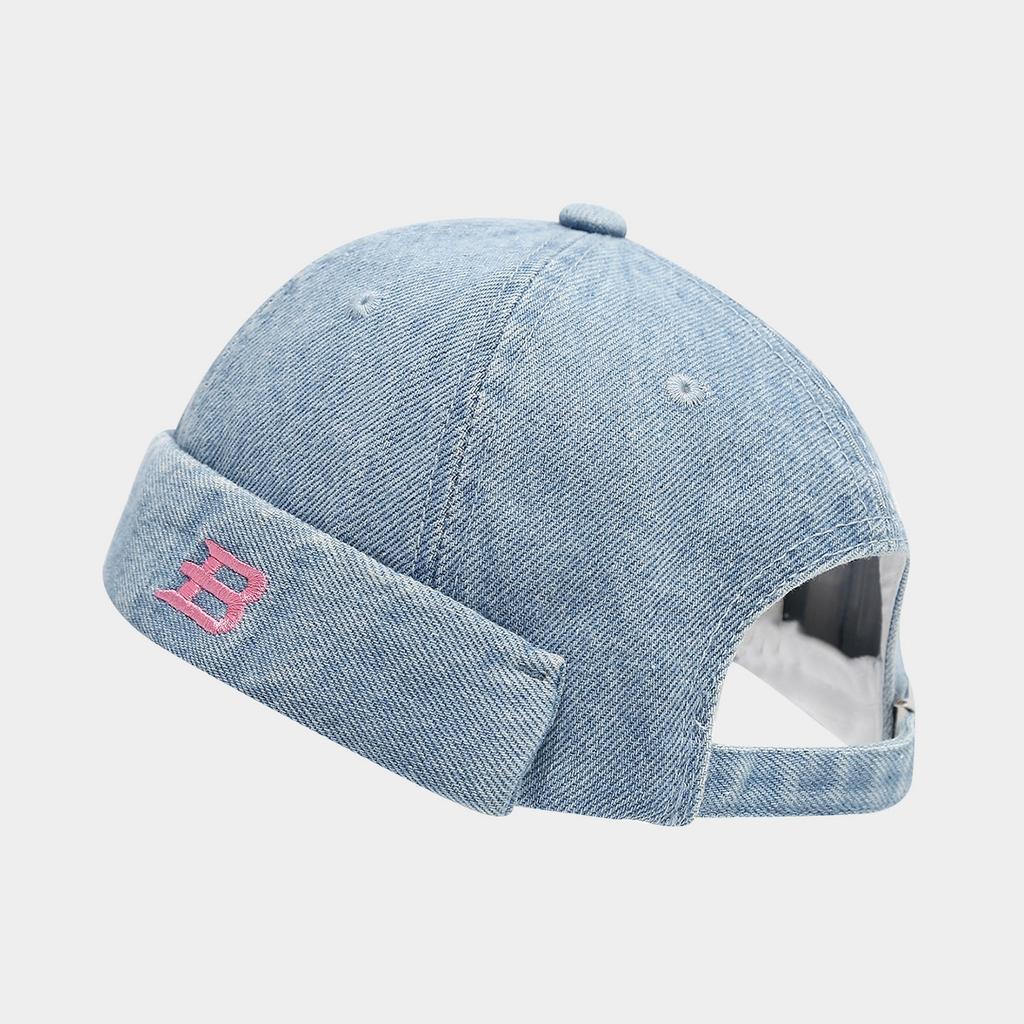Japanese-style Washed Denim Bucket Hat - Trendy Brand, Unisex, Letter B, Retro Street Hip-Hop Sailor Hat, Cuffed Farmer Hat