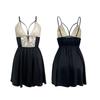 Sexy rückenfreier Spitzen-Nachthemd mit tiefem V-Ausschnitt, durchsichtiges Satin-Camisole, figurbetont, Damen, bequeme Loungewear 417, luxuriöse verführerische Nachtwäsche mit seidiger Textur