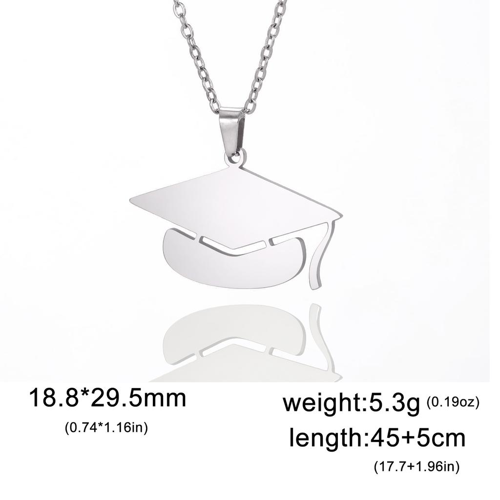 Cazador University Graduation Bachelor Cap Necklaces for Women Men Stainless Steel Anniversary Gift Necklace Jewelry 2026 New
