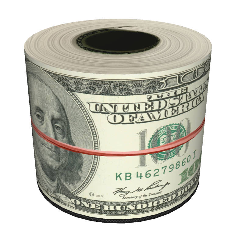 Decorative pouf, Bertoni, Dollars print -