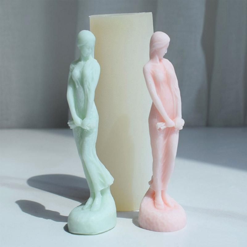 Silikonharz-Kerzenform, ein schlankes Mädchen, Blumenform, Kuchen, Schokolade, Fondant, Aromatherapie, Gips, Epoxidform, Heimdekoration