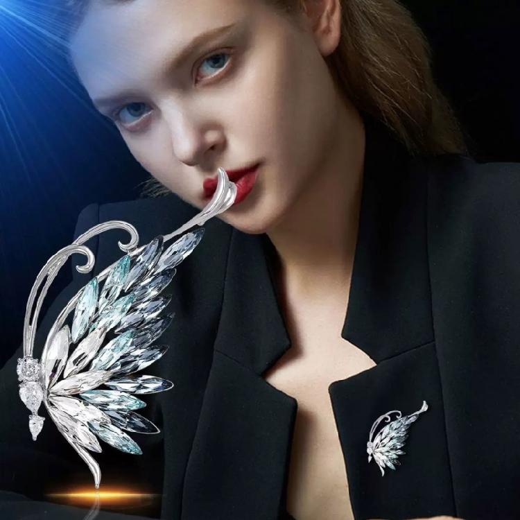 Stylish Crystal Tone Butterfly Brooch Versatile Accessory For Dresses Jackets And Bags Sturdy Yet Comfortable Fit