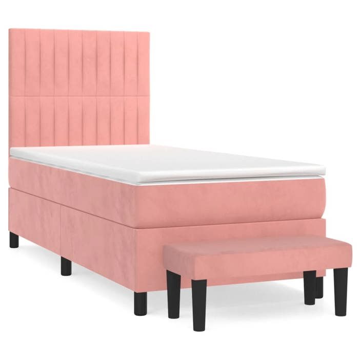 Maison Exclusive - Rete a doghe per letto con materasso Rosa 90x200 cm Velluto