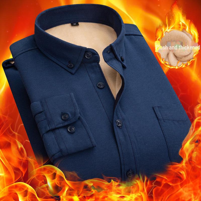 

Мужская рубашка Urban Trend с длинным рукавом из бархата — теплая, свободного кроя, в деловом стиле 2XL тёмно-синий