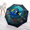 Underwater Marine Life Pattern Umbrella, Portable and Foldable Design, 8 Ribs, a Casual Accessory for Halloween, Christmas, and Birthday Gifts.