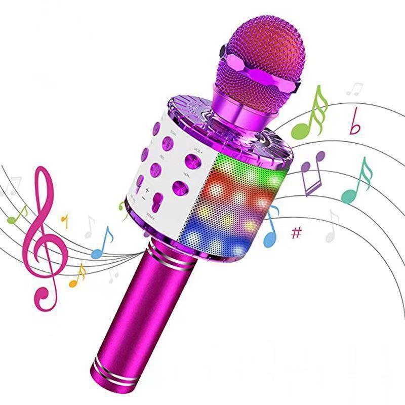 WS858 Bluetooth Karaoke Microphone for Children - Wireless Singing Mic with Speaker and Condenser features