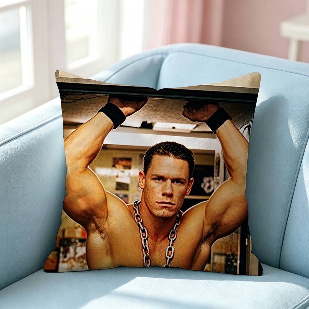 Wrestler JJohn Cena Pillow Case Square DoubleSided Sofa Cushion Cover Bedroom Bedside Pillow
