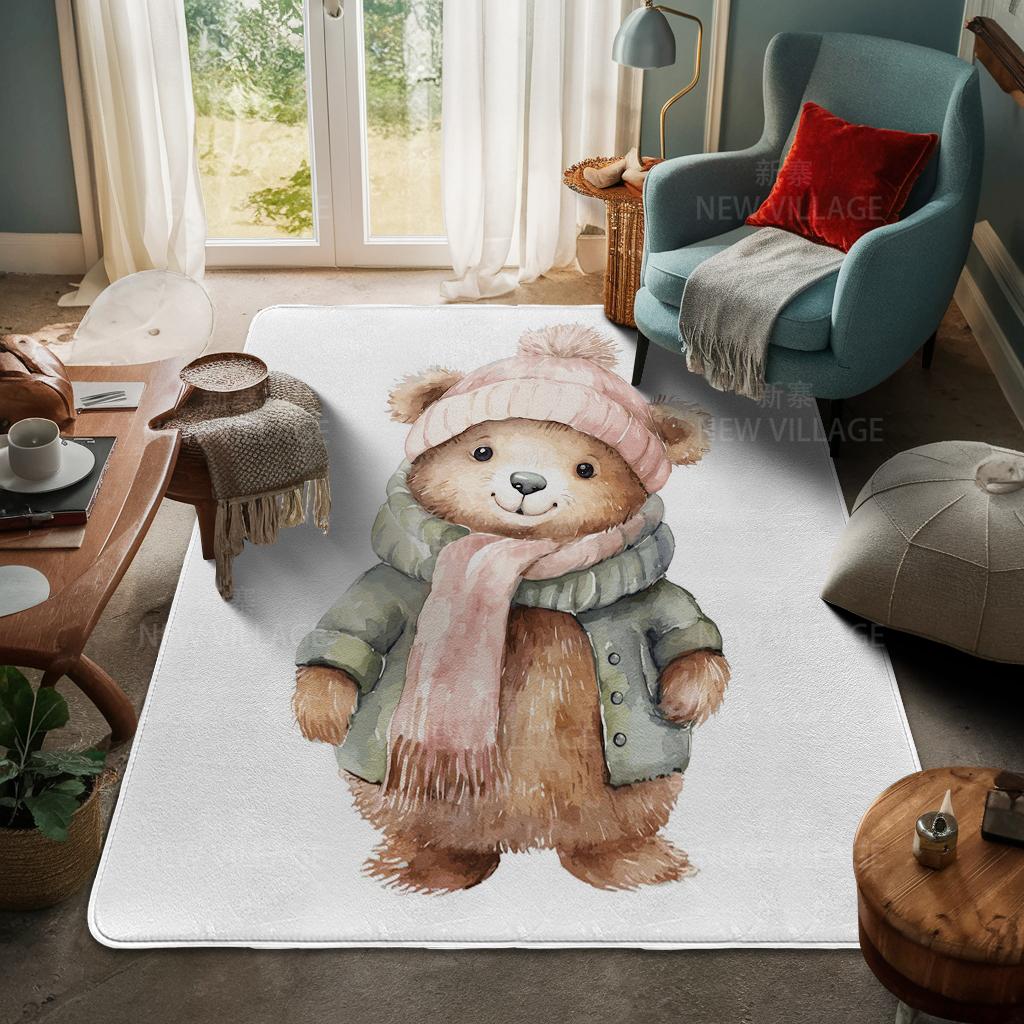 House Entrance Carpet Home Door Mat Living Room Bath Foot Bathroom Non-slip Water Absorption Rugs Bath Merry Christmas Winter
