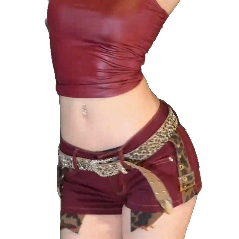 American Y2K Spicy Girl Low-Rise Denim Shorts: Women's Hip-Hugging, Stretchy, Sexy Wide-Leg Hot Pants