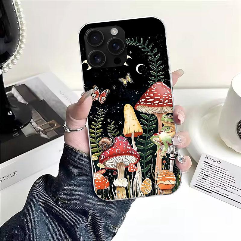 Colorful Mushroom Soft Phone Case For IPhone 11 17 Air 16E 16 Pro Max 15 + 14 Plus 13 Mini 12 Apple 7 SE 8 Fundas Coque 11 17 Ai