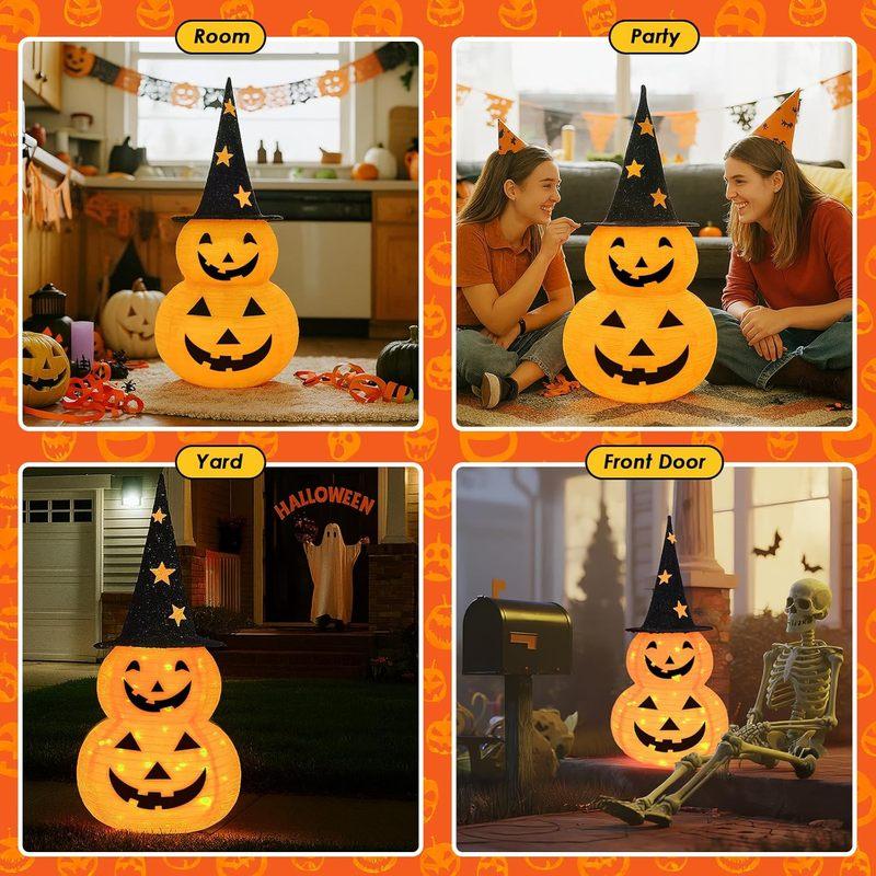 1pcs Halloween Pumpkin Decorations Collapsible Jack-o-Lantern Pumpkin Lights for Indoor Outdoor Home, Party, Yard Decorations