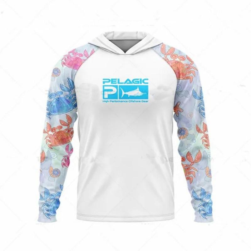Abbigliamento da Pesca Oceanica Protezione Solare Manica Lunga Protezione UV con Cappuccio UPF50+