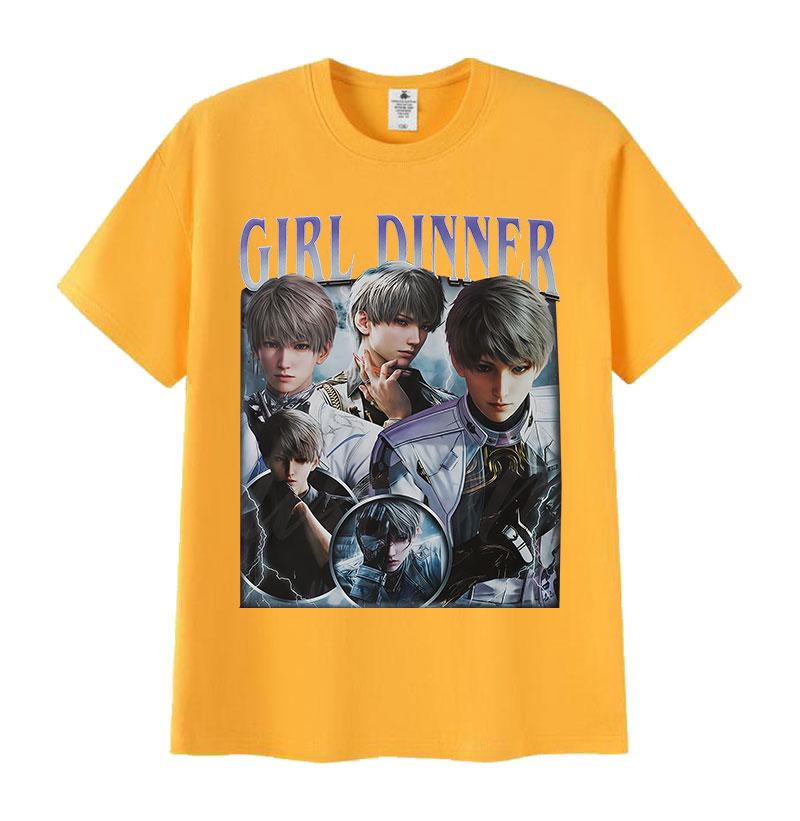 Limited Girl Dinner Love and Deepspace Game Graphic T Shirt Men's Vintage Fashion Short Sleeve T-shirts Cosplay Clothing T-shirt