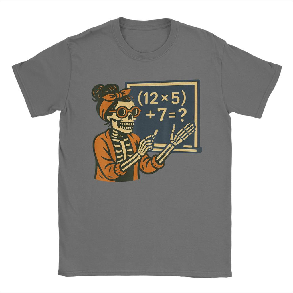 Novelty 67 Teacher Halloween Skeleton Six Seven Meme Brainrot Math T-Shirts for Men O Neck Cotton T Shirts  Tees Plus Size Tops