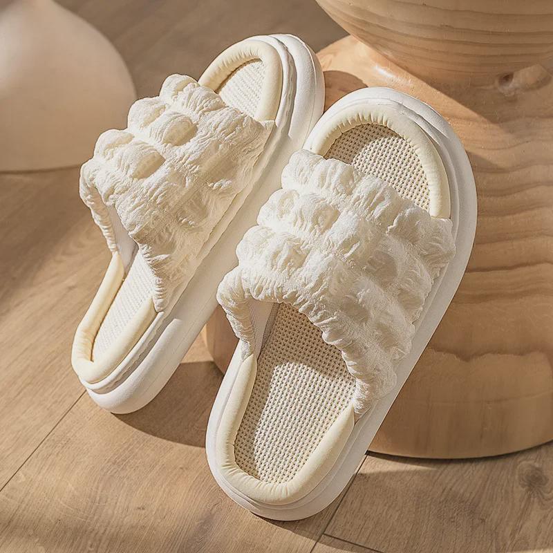Xiaohongshu's Women's Indoor Linen Slippers: Soft, Silent, EVA Thick-Soled, Perfect for Spring and Autumn.